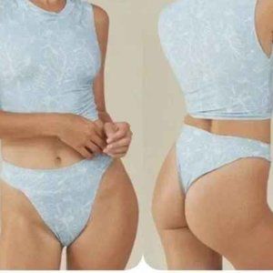 NEW Acacia Mo’Orea Mateo bikini bottom Size Large Blue Floral Cheeky